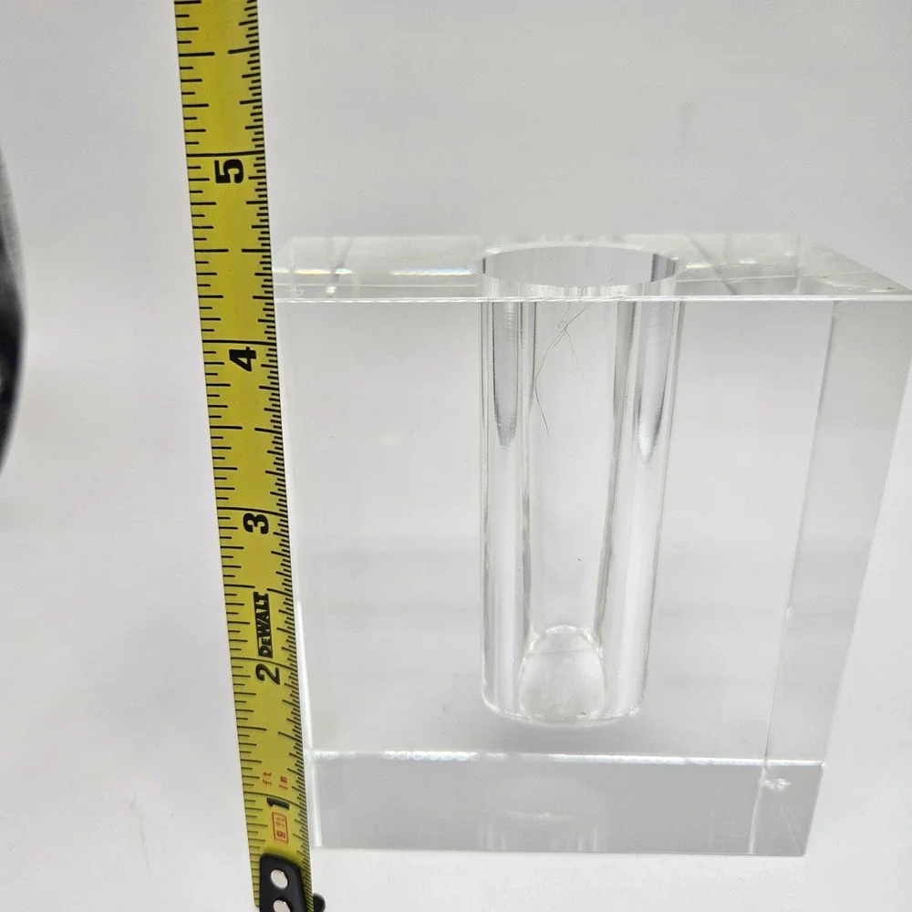 Vintage Modernist Lead Crystal Bud Vase, Square Block Minimalist
